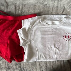 Under Armour Red and White Athletic Set